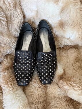 Alexander McQueen Black Leather Studded Slip-Ons